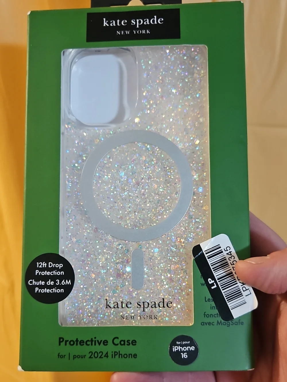 KATE SPADE Protective Case with MagSafe - IPHONE 16: Chunky Glitter: NEW